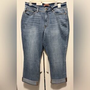 Judy Women's Blue Jeans Mid Rise Cuffed Skinny Capri Size 18W